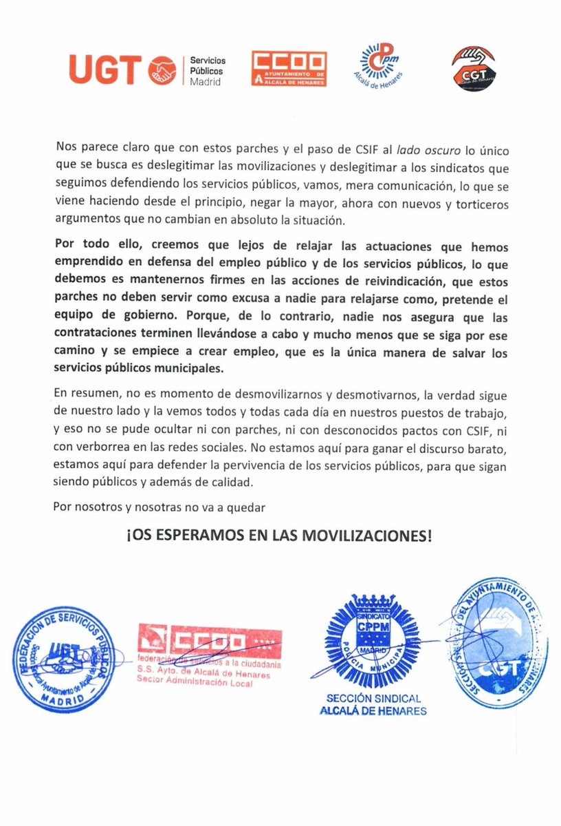 ugt_aytoalcala's tweet image. Nuestras movilizaciones empiezan a dar pequeños frutos. Pero aún queda mucho camino por recorrer. Algunos servicios municipales continúan en la UCI y siguen olvidados por el PPVOX