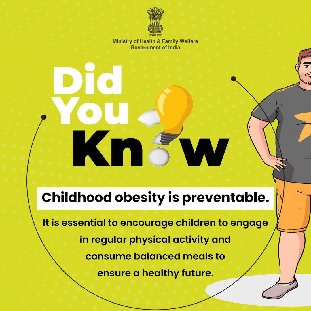 #StopObesity | Small steps lead to big changes! 

Let's prevent childhood obesity by promoting regular physical activity and balanced meals. 

#HealthForAll
