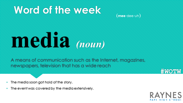 This week's Word of the Week is...

#WOTW #WordoftheWeek #RaynesParkHighSchool #RPHS