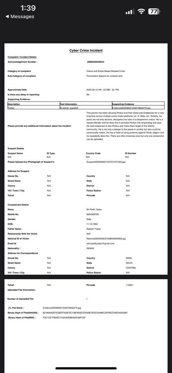 Parth Yadav 🇮🇳 (@advparthyadav) on Twitter photo Under the guidance of <a href="/SachdevaAmita/">Amita Sachdeva, Advocate</a> didi, I have also filed complaint against Wazahat Rashidi for abusing Hindu Gods and Goddesses. Under the guidance of <a href="/SachdevaAmita/">Amita Sachdeva, Advocate</a> didi, I have also filed complaint against Wazahat Rashidi for abusing Hindu Gods and Goddesses.