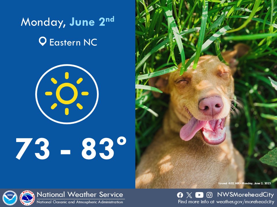 Happy Monday ENC! Though an isolated shower will be possible this afternoon, expect most of the area to remain dry and seasonable through mid week. #ncwx