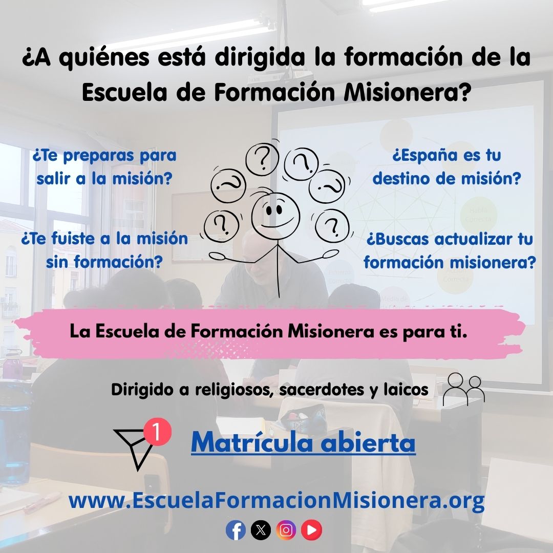 EFMisionera's tweet photo. ¿Te preparas para salir a la misión 𝑎𝑑 𝑔𝑒𝑛𝑡𝑒𝑠? ¿Llegas a España como destino de misión? ¿Saliste ya pero sin formación previa? La EFM es para ti.
Próximo curso: 15 de septiembre.
Toda la información en 📷 https://t.co/eCQvBw2gTe
#Misión #FormaciónMisionera #EFMisionera https://t.co/FBjMoVxKd4