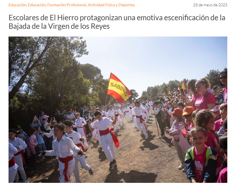 ACCUEE Gobcan (@accuee_gobcan) on Twitter photo La directora de ACCUEE acompañó a escolares de El Hierro, en la emotiva escenificación de la Bajada de la Virgen de los Reyes. El acto contó con el presidente regional, Fernando Clavijo, y de los consejeros Poli Suárez y Narvay Quintero.
👉www3.gobiernodecanarias.org/noticias/escol…
<a href="/EducacionGobC/">Educación Gobcan</a> La directora de ACCUEE acompañó a escolares de El Hierro, en la emotiva escenificación de la Bajada de la Virgen de los Reyes. El acto contó con el presidente regional, Fernando Clavijo, y de los consejeros Poli Suárez y Narvay Quintero.
👉www3.gobiernodecanarias.org/noticias/escol…
<a href="/EducacionGobC/">Educación Gobcan</a>