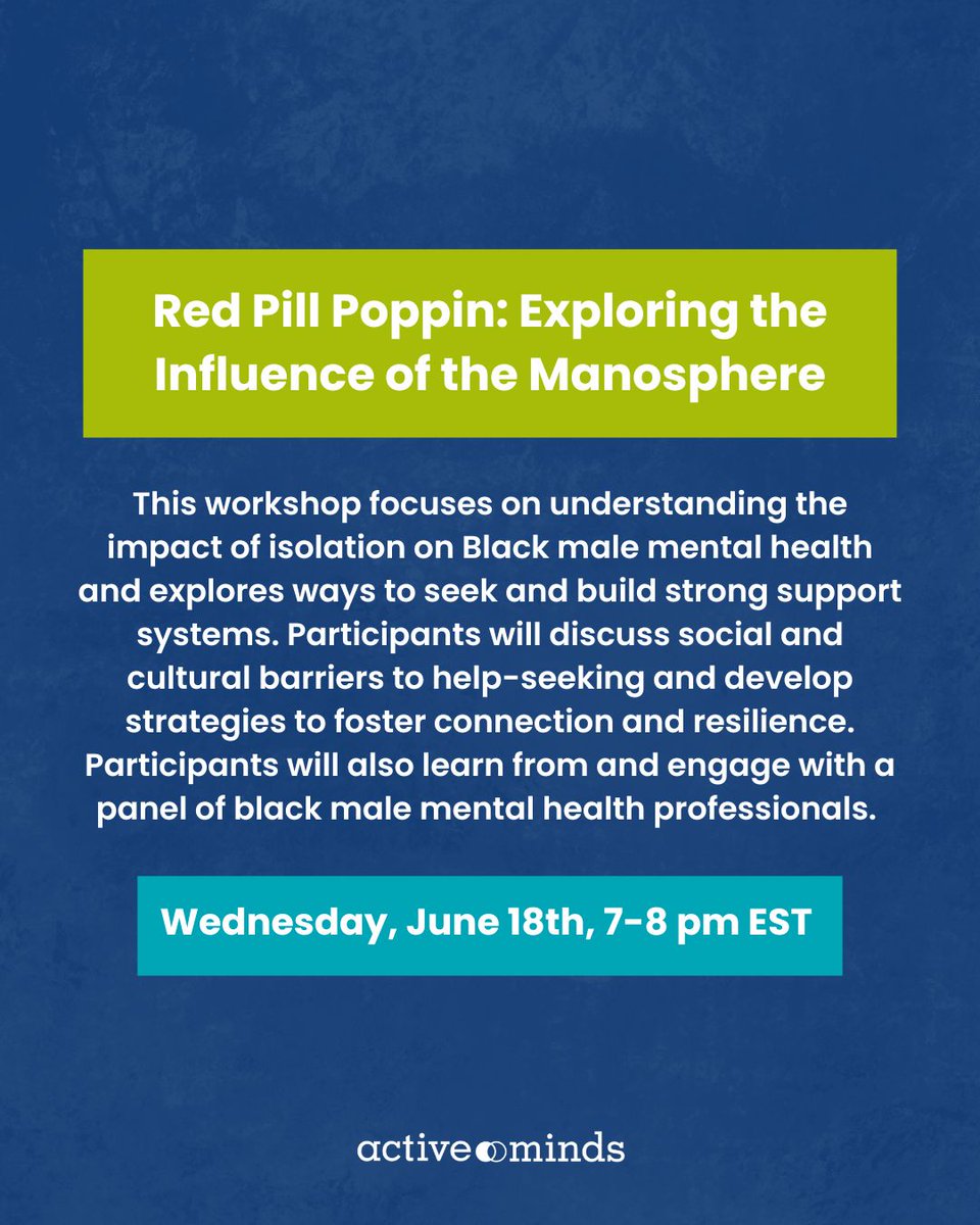 In honor of Men’s Health Month and Juneteenth, we’re gathering community, conversation, and care. Join us for a powerful three-night virtual workshop series as we center the mental health experiences of Black youth, all are welcome! Sign up today. ➡️ go.pardot.com/l/875371/2025-…