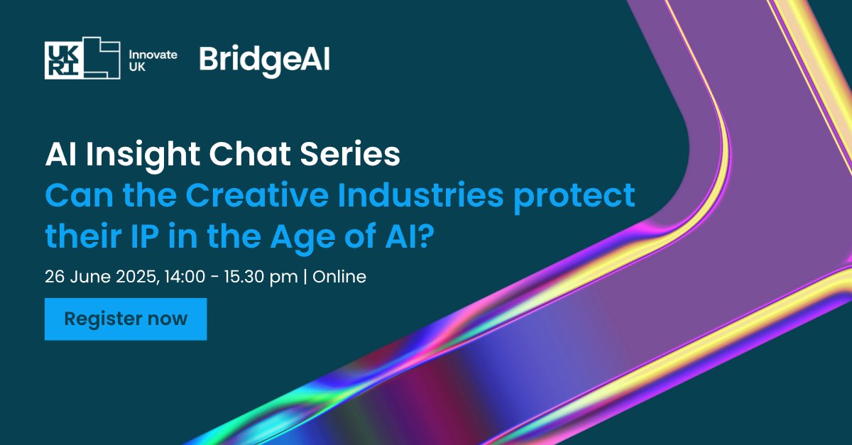 The Alan Turing Institute (@turinginst) on Twitter photo 🎨 How can creatives protect their IP in the age of AI?
Join the next <a href="/innovateuk/">Innovate UK</a> #BridgeAI AI Insight Chat session to explore legal tools, risks and strategies for the creative sector
📅26 June 2025🕰️ 14:00–15:30📍Online (Zoom)
Register now: iuk-business-connect.org.uk/events/ai-insi… 🎨 How can creatives protect their IP in the age of AI?
Join the next <a href="/innovateuk/">Innovate UK</a> #BridgeAI AI Insight Chat session to explore legal tools, risks and strategies for the creative sector
📅26 June 2025🕰️ 14:00–15:30📍Online (Zoom)
Register now: iuk-business-connect.org.uk/events/ai-insi…