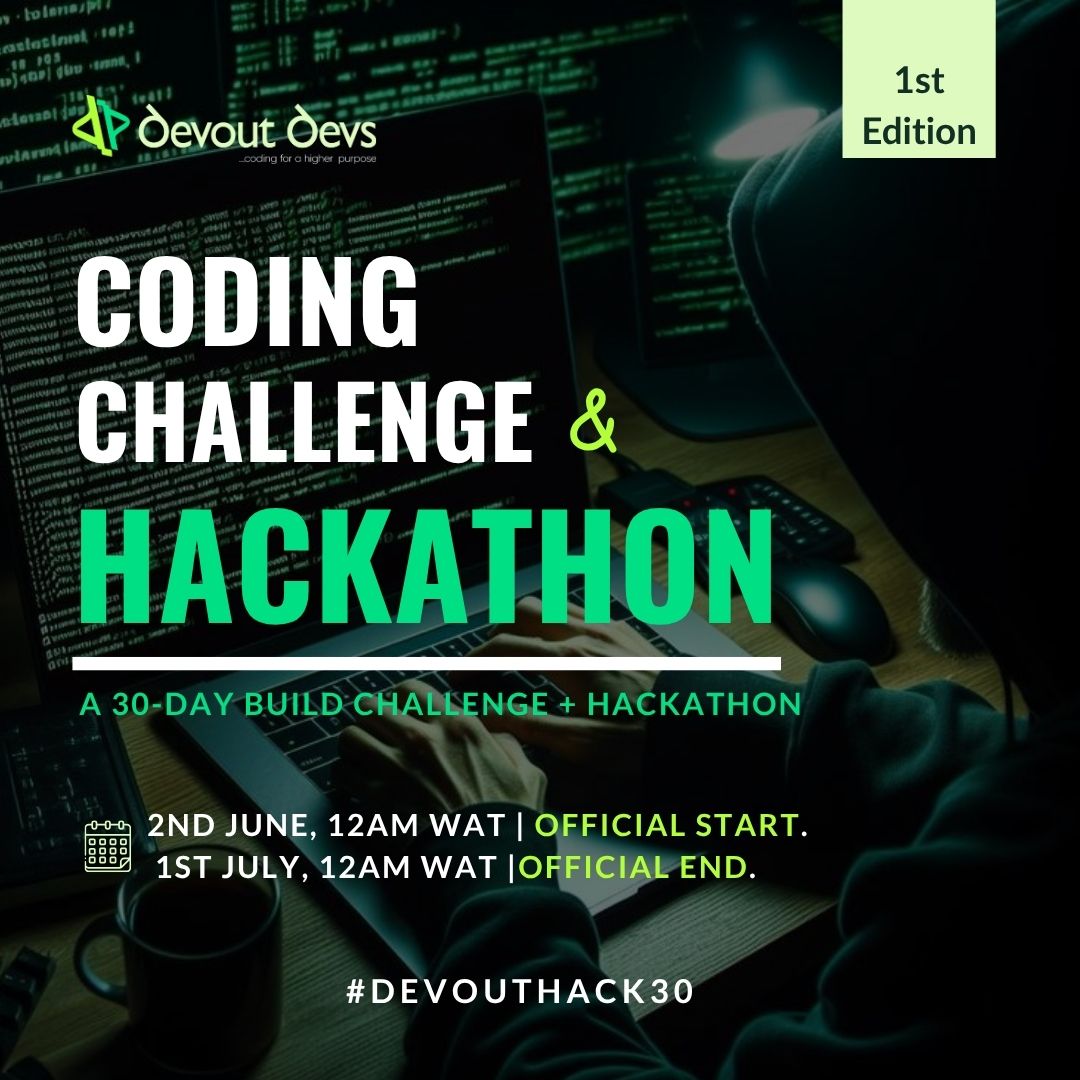 🎉 *IT’S HERE*!🤺
The countdown to purpose-driven coding begins now!
#DevoutHacks30 kicks off this Monday !

🛠️ *Build with what you know. Grow in what you’re learning*.
Whether you’re working with React, Python, Laravel, C#, Flutter or anything in between