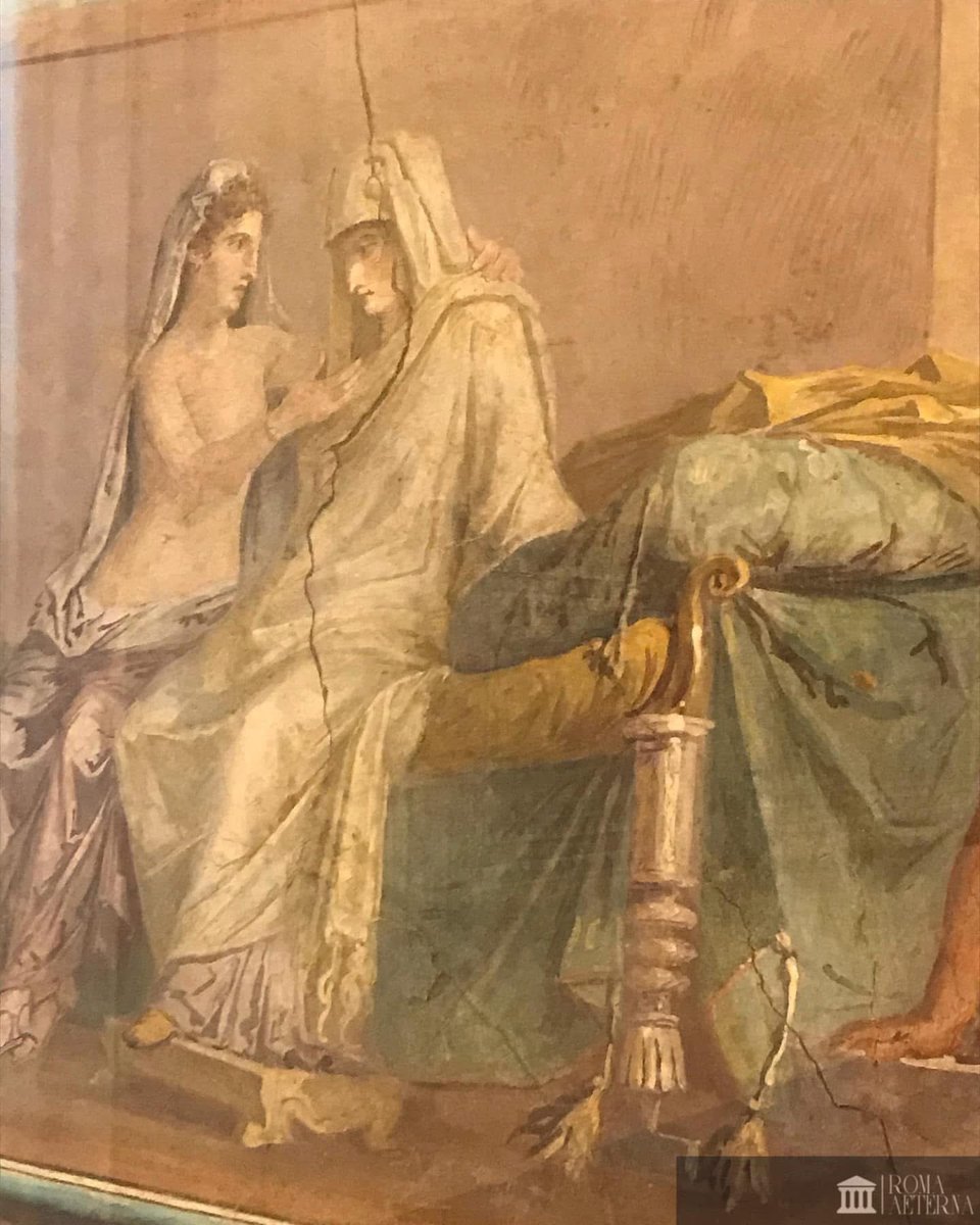 Détails de la fresque appelée « Noces aldobrandines » conservée aux Musées du Vatican. Elle a été découverte en 1601 sous le pontificat de Clément VIII. Elle représente une scène nuptiale.