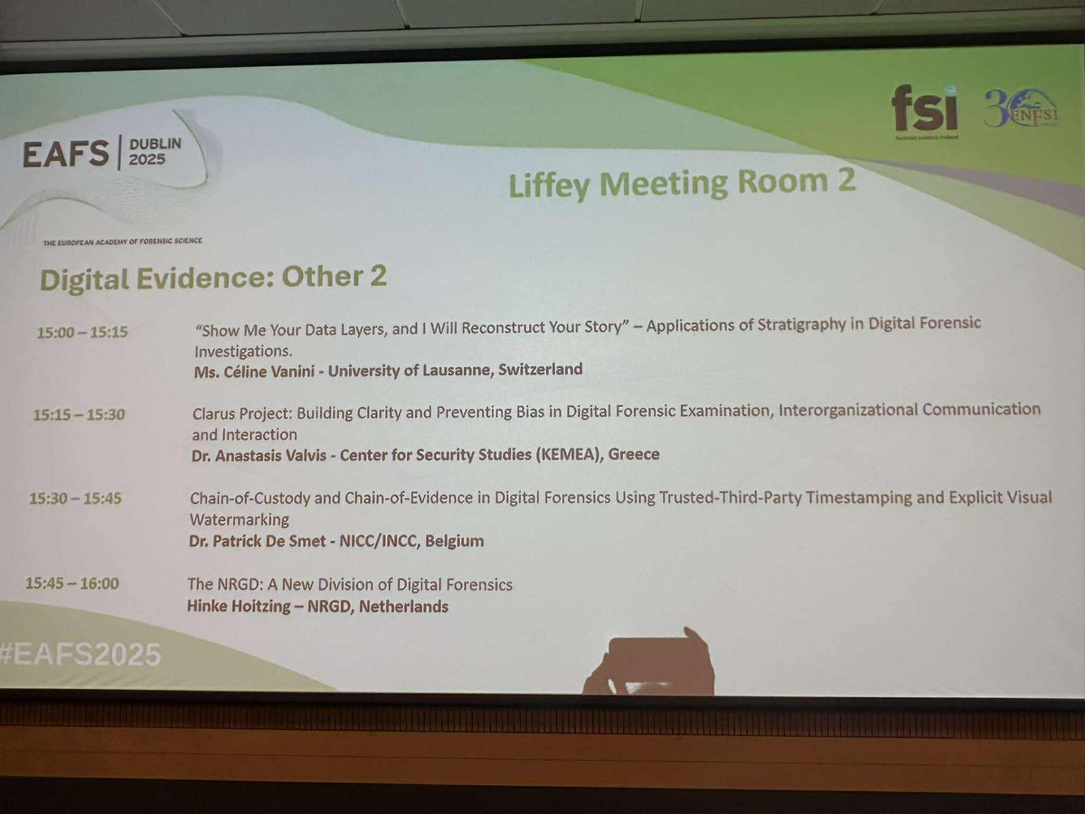 🔍 KEMEA presented preliminary findings of the #ClarusEU project at #EAFS2025 in Dublin!

Key insights on bias prevention &amp; transparency in digital forensics shared with experts across Europe.

👏 Great engagement from the forensic science &amp; LEA community!

#DigitalForensics