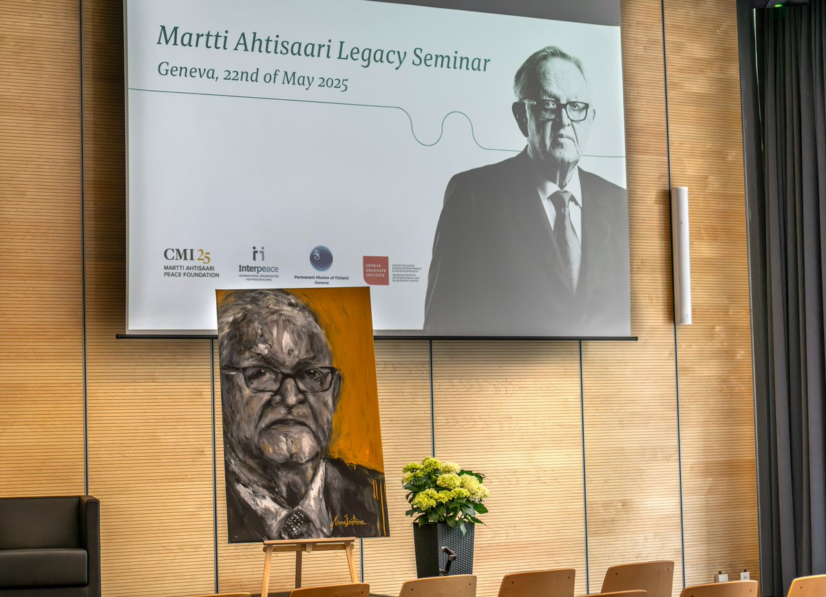 Finland in Geneva 🇫🇮 (@finlandgeneva) on Twitter photo We had the pleasure of co-hosting the Martti Ahtisaari Legacy Seminar in Geneva with <a href="/cmioffice/">CMI – Martti Ahtisaari Peace Foundation</a> <a href="/Interpeace_Org/">Interpeace</a> <a href="/GVAGrad/">Geneva Graduate Institute</a> and reflect on President Ahtisaari's legacy, impact and the future of peacemaking and humanitarian diplomacy.
📷Olivier Chamard Photography We had the pleasure of co-hosting the Martti Ahtisaari Legacy Seminar in Geneva with <a href="/cmioffice/">CMI – Martti Ahtisaari Peace Foundation</a> <a href="/Interpeace_Org/">Interpeace</a> <a href="/GVAGrad/">Geneva Graduate Institute</a> and reflect on President Ahtisaari's legacy, impact and the future of peacemaking and humanitarian diplomacy.
📷Olivier Chamard Photography