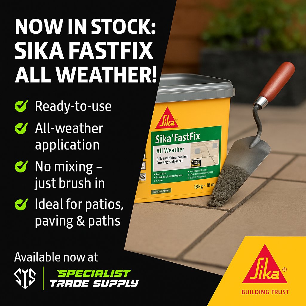 TradeSupply's tweet image. 🧱 Sika FastFix All Weather
Ready-to-use jointing for patios &amp;amp; paving — rain or shine!

✔️ No mixing
✔️ Weed &amp;amp; weather resistant
✔️ Hard-wearing finish

📍 In stock at Specialist Trade Supply
🔗 specialisttradesupply.co.uk
#SikaFastFix #JointingCompound #PavingSupplies #Trade