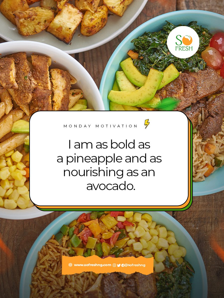 This week, make sure to be as bold as a pineapple and nourishing as an avocado.

You are rich in goodness, full of life and unapologetically YOU! 🥑✨ 

#sofreshng #mondaymotivation #BoldLikeAvocado