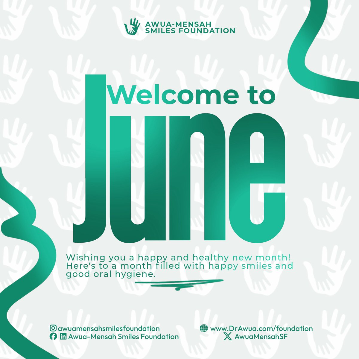 AwuaMensahSF's tweet photo. 🌿 Welcome to June! 🌿
A fresh month, a fresh smile!
At Awua-Mensah Smiles Foundation, we’re on a mission to spread healthy smiles and empower communities through oral health education and care.

Here’s to a month full of purpose, positivity, and pearly whites! 😄🪥 https://t.co/YsUwfCSPo3