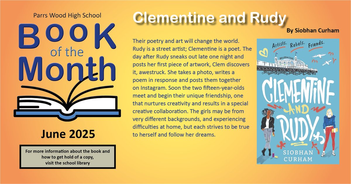 📖 Book of the Month - June 2025📚
Clementine and Rudy. By Siobhan Curham
Visit the school library for more information