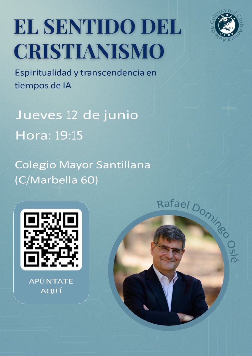 Rafael Domingo Osle (@rafaeldomingoo1) on Twitter photo Será un placer presentar mi libro sobre El sentido del cristianismo <a href="/esferalibros/">La Esfera de los Libros</a> en un acto organizado por el Aula de Cultura del Club Amura en <a href="/cmsantillana/">Colegio Mayor Santillana</a> en Mirasierra (Madrid). Será un placer presentar mi libro sobre El sentido del cristianismo <a href="/esferalibros/">La Esfera de los Libros</a> en un acto organizado por el Aula de Cultura del Club Amura en <a href="/cmsantillana/">Colegio Mayor Santillana</a> en Mirasierra (Madrid).