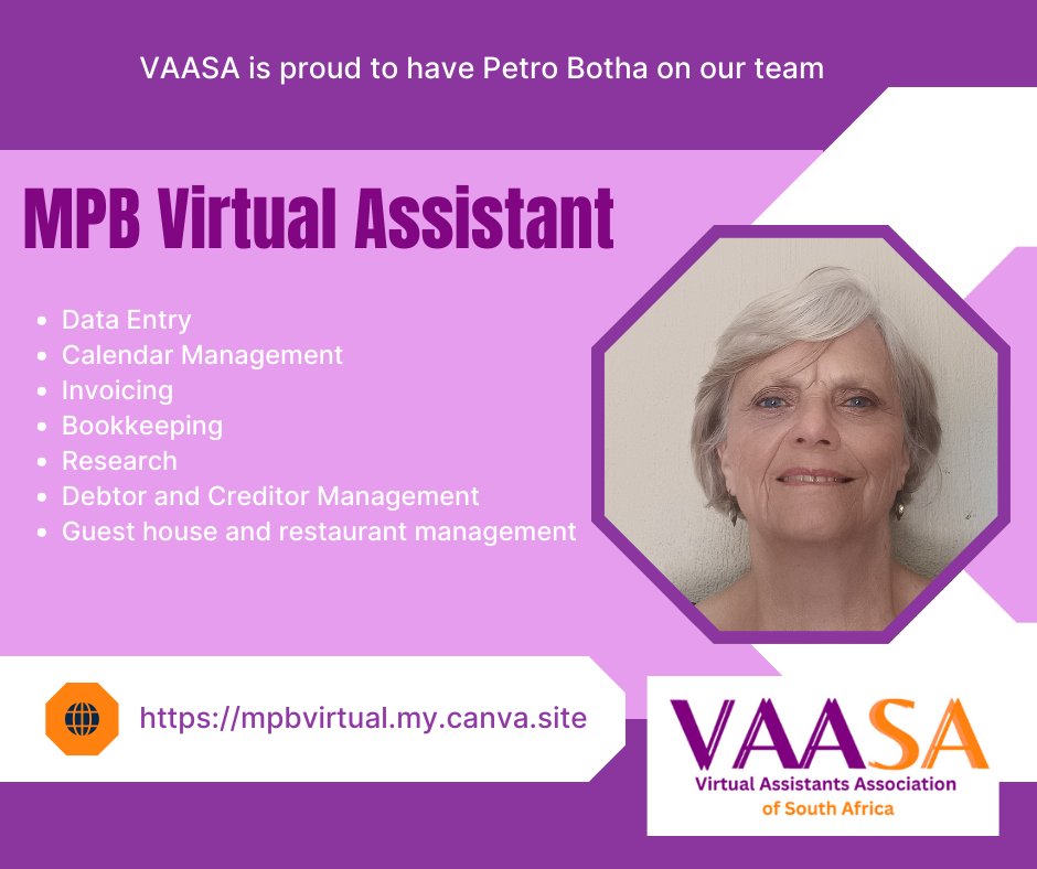 VA_Association's tweet image. &quot;Virtual assistants: Your partners in the pursuit of productivity.&quot;

Please contact Petro at MPB Virtual Assistant by emailing bothapetro753@gmail.com

#MPBVirtualAssistant
#virtualassistant
#SouthAfrica