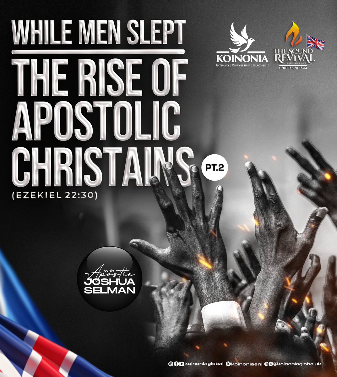 Dear Beloved, kindly click on the link below to download the audio message of "WHILE MEN SLEPT - PART TWO (THE RISE OF APOSTOLIC CHRISTIANS) EZEKIEL 22:30 - SOUND OF REVIVAL UK 2025 (DAY 2 MORNING SESSION)" WITH APOSTLE JOSHUA SELMAN.

drive.google.com/file/d/1i8Gpdn…