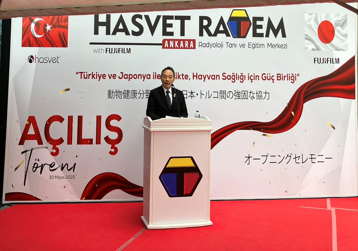 JaponyaBE's tweet photo. 30 Mayıs’ta Hasvet Ratem Ankara Radyoloji Tanı ve Eğitim Merkezi’nin açılışına katıldım. Bu merkezde Fujifilm’in tıbbi görüntüleme cihazları kullanılacaktır. Merkezin, pek çok can dostumuz ve sahiplerinin gülümsemesine vesile olmasını temenni ediyorum.-Büyükelçi KATSUMATA https://t.co/sE9BtBeeeu
