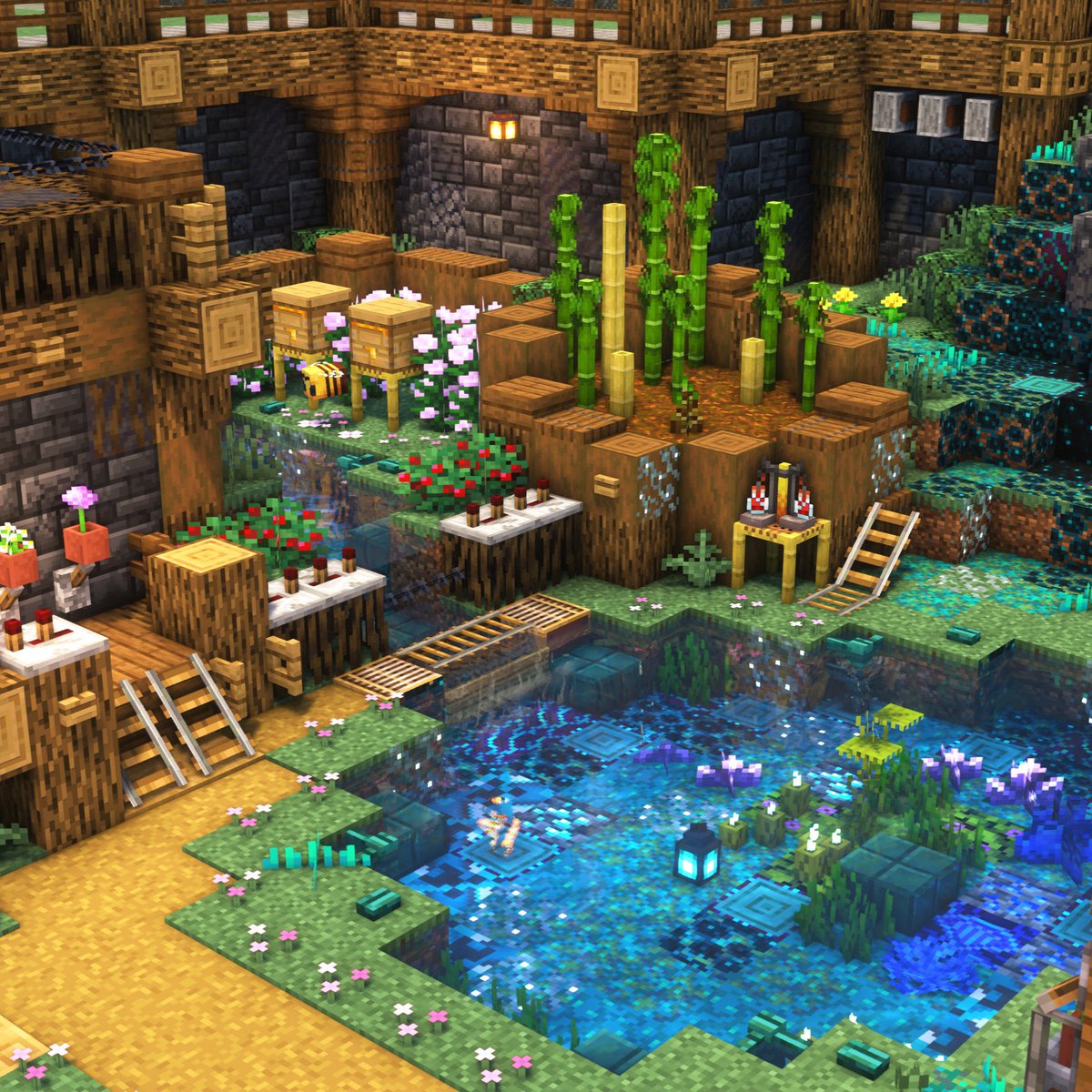道沿いの池
#Minecraft