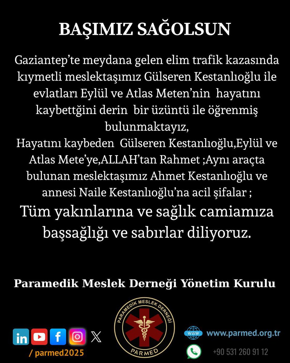 #PARMED #TekKimlikParamedik #ParamedikOl 
<a href="/saglikbakanligi/">T.C. Sağlık Bakanlığı</a> <a href="/drmemisoglu/">Prof. Dr. Kemal Memişoğlu</a>
