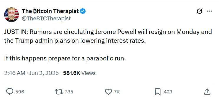 🇺🇸 Jerome Powell Resignation Rumors Swirling

Rumors are spreading fast that Fed Chair Jerome Powell may resign this week.

Trump has repeatedly pressured Powell to cut rates, but Powell resisted to protect the Fed’s independence. Now, signs point to a possible forced exit.

☑️