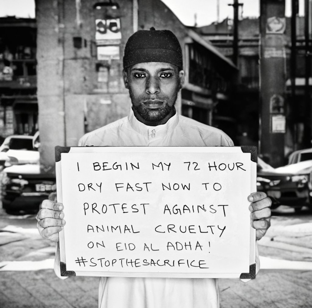 VeganProphet's tweet photo. I begin my 72 Hours Dry Fast #FastAgainstAnimalSacrifice now to protest against Animal Cruelty in Eid Al Adha (Bakrid). Please join if you can ๐๐พ๐ค๐๏ธ
#StopTheSacrifice #GreenEid https://t.co/K7bSzqV5rt