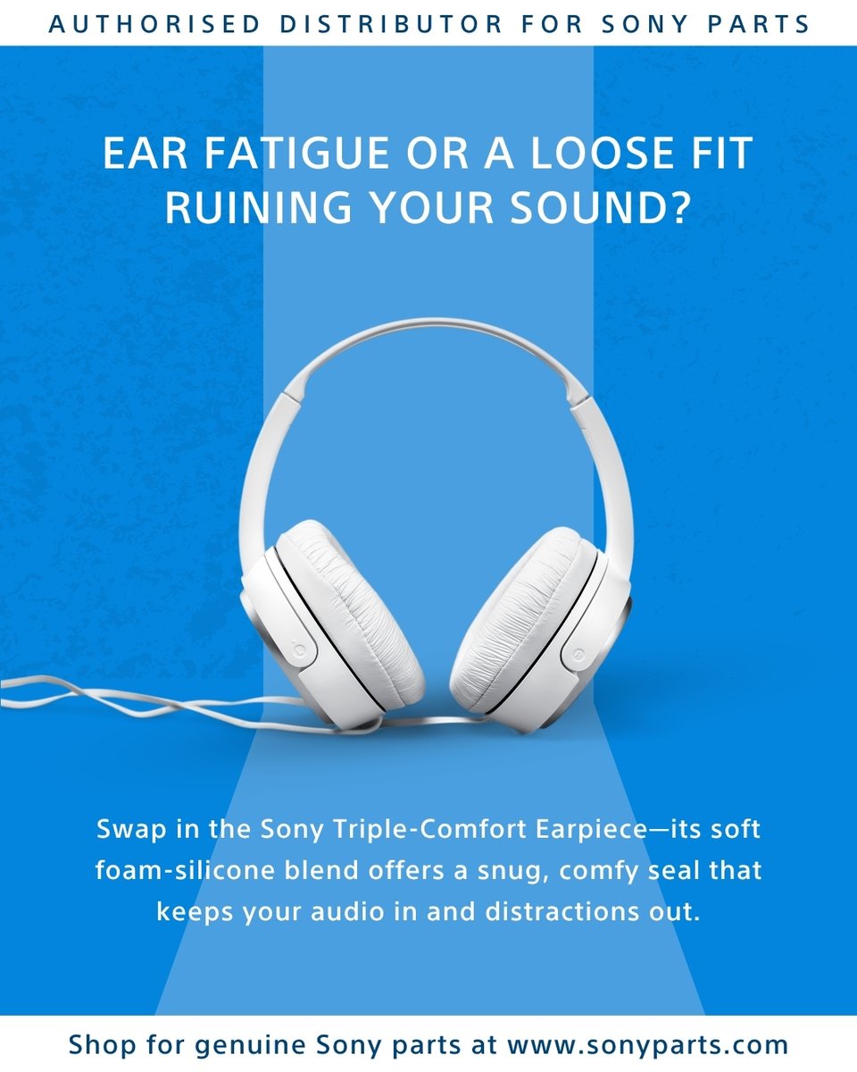 sonyparts1's tweet photo. Don’t let a missing eartip ruin your vibe. The Sony Triple-Comfort Earpiece fits like a dream and keeps your audio locked in. Because great sound starts with a perfect fit.

Shop now-
 https://t.co/caxZa5pPmW 

#SonyParts #GenuineParts #SmartRepairSaturday https://t.co/Tne1j9rhGV