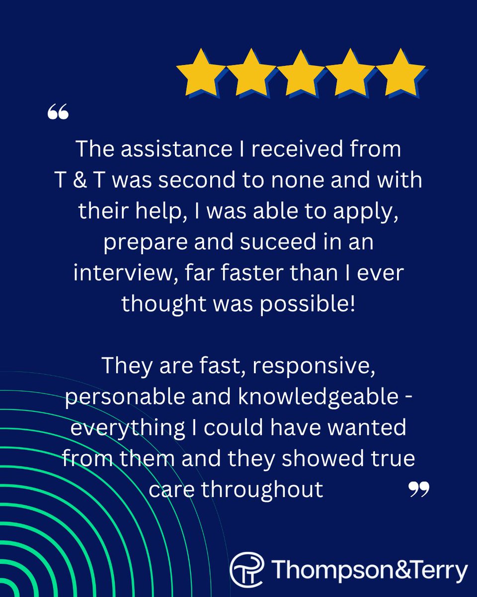 We love hearing your feedback – and this is one of our favourites! ⭐⭐⭐⭐⭐

We were so pleased to be able to support this candidate in obtaining and preparing for an interview with one of our amazing Oxfordshire clients!

#5StarReview #ThompsonAndTerry #CareerSupport