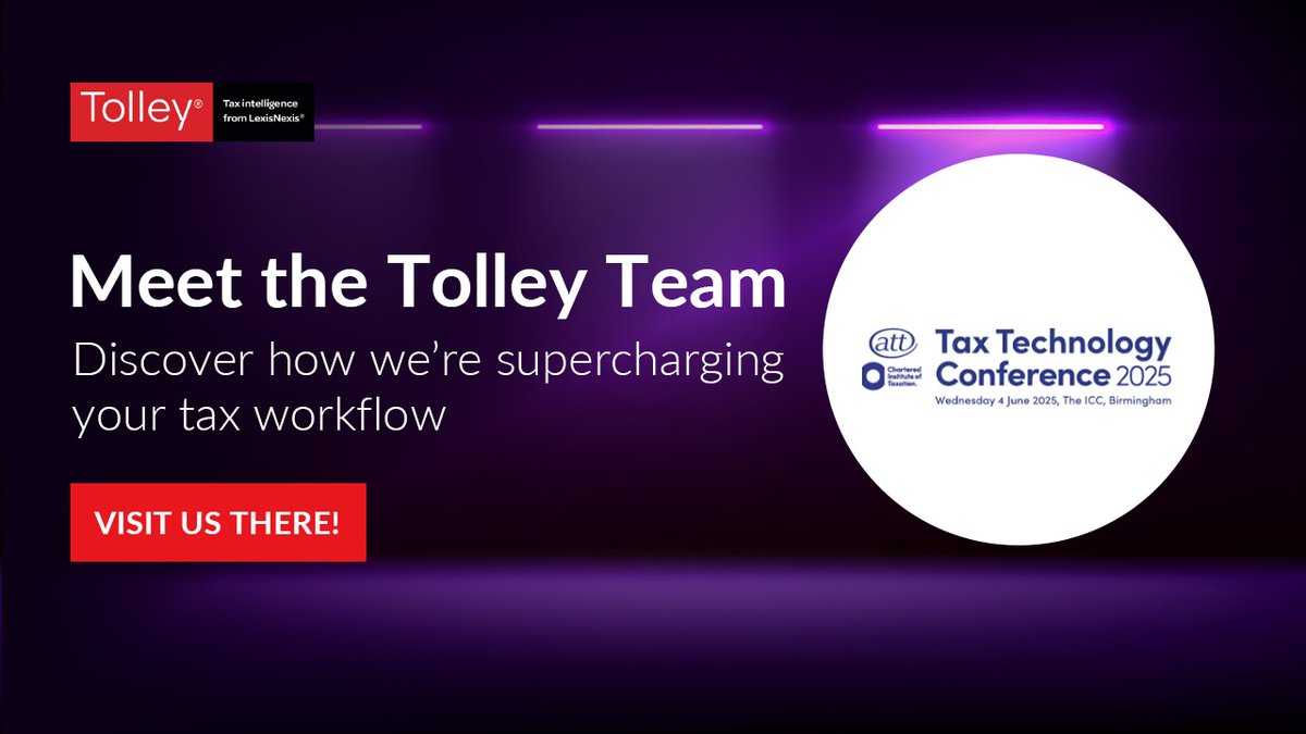 We’re thrilled to be part of the Tax Technology Conference 2025 on 4/06 at The ICC Birmingham!

✅ Connect with our expert team
✅ Experience Tolley+ AI™ live in action
✅ Explore smarter ways to streamline your tax workflow

Book your place: ow.ly/GqoJ50W1FFZ

#TaxTech25