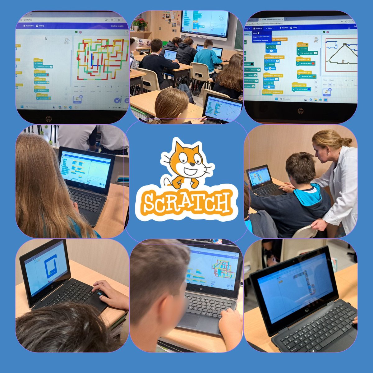 CDE_Valladolid's tweet image. #ProgramaEscuela40 con los alumnos/as de Educación Primaria del Colegio San José @csjva de Valladolid con @Scratch, desarrollando el pensamiento computacional del alumnado con la elaboración de juegos y resolución de diferentes retos de programación. @educacyl @cfievalladolid
