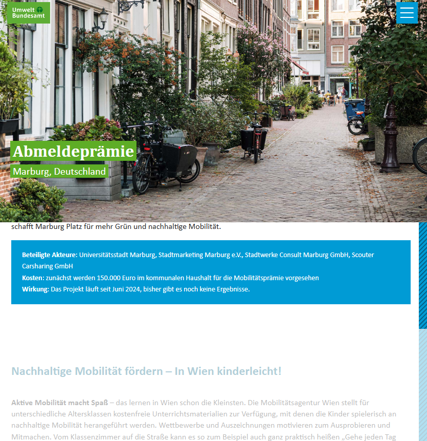 Mit dem Scrollytelling "Anreize für nachhaltiges Mobilitätsverhalten" stellt das UBA inspirierende Beispiele vor, wie #Kommunen Bürgerinnen &amp; Bürger zu einem nachhaltigen Mobilitätverhalten motivieren können. umweltbundesamt.de/themen/uba-scr… #Mobilität #Verkehr #Nachhaltigkeit
