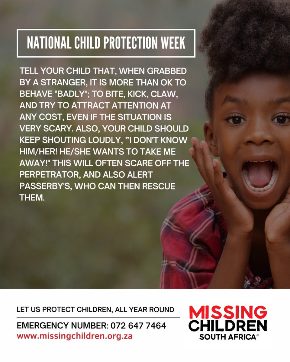 072MISSING's tweet image. #MissingChildrenSouthAfrica supports #NationalChildProtectionWeek!

Every child has the right NOT to be required or permitted to perform work or provide services that are inappropriate for a person of that child’s age, or to place at risk the child’s well-being, education,