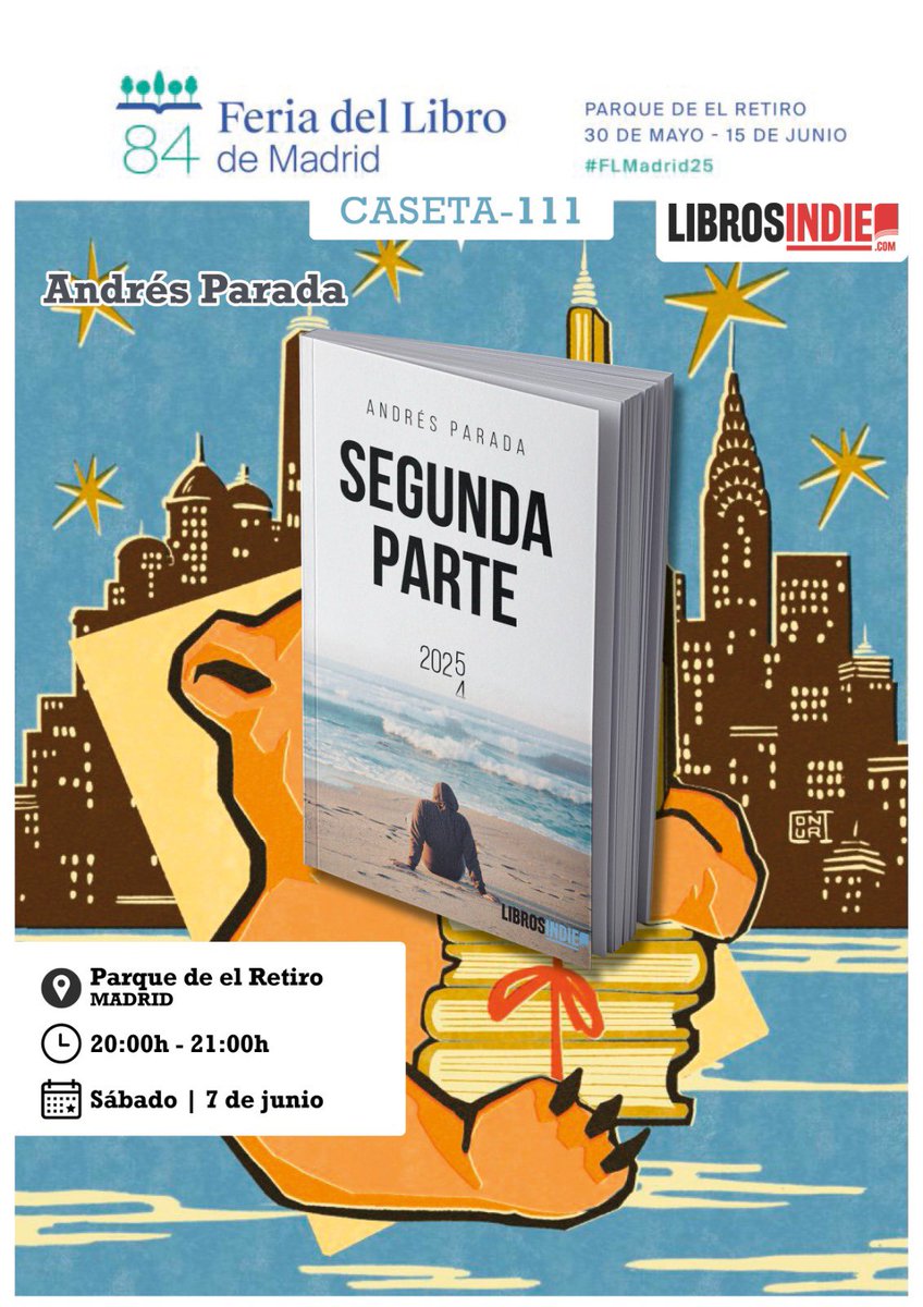 Andrés Parada (@parada1985) on Twitter photo Firmas <a href="/FLMadrid/">Feria del Libro de Madrid</a> 2025. ✍️
Hace 9 años de la primera vez.
Nunca imaginé volver a estar de nuevo.
Estar aquí es un regalo y es una ilusión poder compartirlo con todo el que quiera acompañarme.
Empieza la Segunda Parte.
📖: <a href="/libros_indie/">Editorial Libros Indie</a> . Caseta 111. Firmas <a href="/FLMadrid/">Feria del Libro de Madrid</a> 2025. ✍️
Hace 9 años de la primera vez.
Nunca imaginé volver a estar de nuevo.
Estar aquí es un regalo y es una ilusión poder compartirlo con todo el que quiera acompañarme.
Empieza la Segunda Parte.
📖: <a href="/libros_indie/">Editorial Libros Indie</a> . Caseta 111.