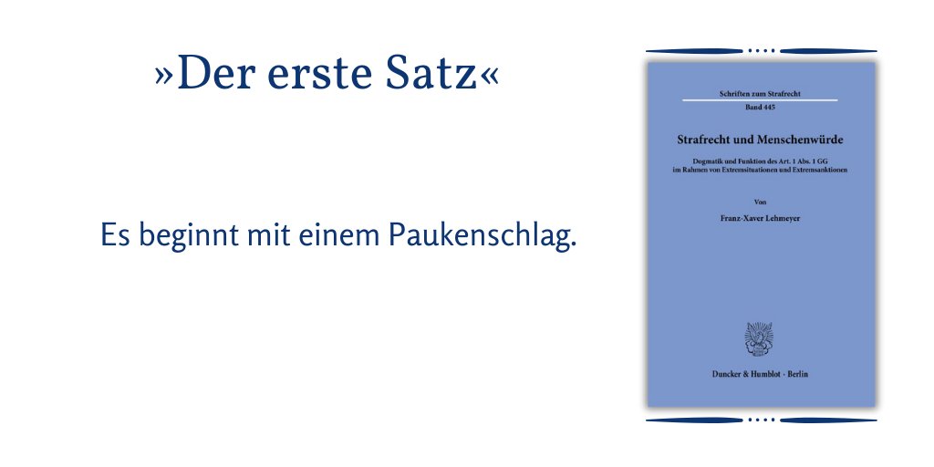 In der Untersuchung wird ein intradisziplinären Ansatz gewählt, der Verfassungs- und #Strafrecht verbindet, um für ausgewählte Konflikte das #Menschenwürdeargument präzise herauszuarbeiten: duncker-humblot.de/buch/strafrech… #Menschenwürde #Verfassungsrecht #Grundrechte #Rettungstötung