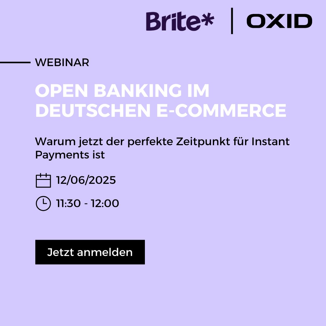 Nicht vergessen - melde dich zu unserem kostenlosen Webinar an! 
Open Banking &amp; Instant Payments verändern den Zahlungsverkehr – und mit der neuen EU-Regelung musst du jetzt handeln.
📅 12.06.2025 | 🕒 11.30 - 12.00 Uhr
👉 Jetzt anmelden: hubs.ly/Q03p9s550