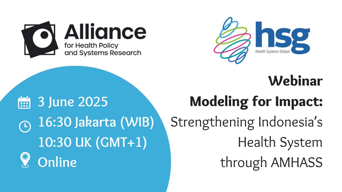 📅 1 day to go!
Don’t miss this! Join us for a rich discussion on how modeling is driving impact in Indonesia’s health system.
🕘 3 June — Register now: ow.ly/IhF950W0CTg