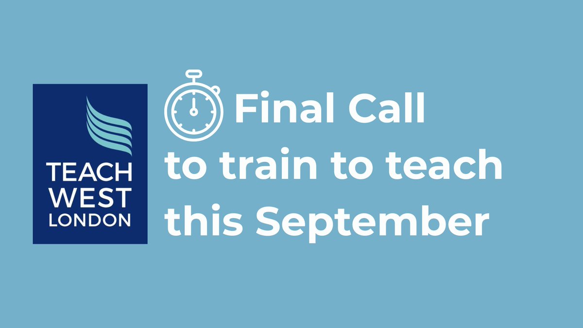 TeachWestLondon (@teachwestlondon) on Twitter photo ⏳ Only 2 weeks left to apply ⏳
Applications close Monday 16th June – don’t miss your chance to train with <a href="/teachwestlondon/">TeachWestLondon</a> this September and begin a career that makes a difference.
teachwestlondon.org.uk/news/2025-05-3…
#TeachWestLondon #PrimaryTeaching #TeacherTraining #Education ⏳ Only 2 weeks left to apply ⏳
Applications close Monday 16th June – don’t miss your chance to train with <a href="/teachwestlondon/">TeachWestLondon</a> this September and begin a career that makes a difference.
teachwestlondon.org.uk/news/2025-05-3…
#TeachWestLondon #PrimaryTeaching #TeacherTraining #Education