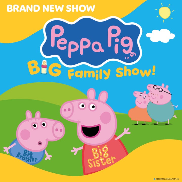Welcome the newest addition to the family, Evie Pig! 🐷🍼 Join us and the entire Peppa Pig clan for an unforgettable live stage show on Sat 11 &amp; Sun 12 July, 2026. 

🎟️ Get your tickets today and join the fun: tinyurl.com/rrczjjp7