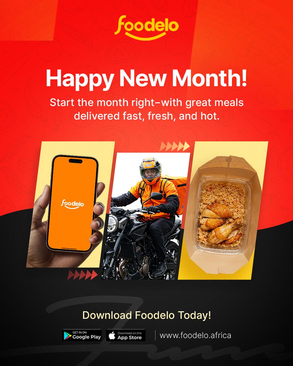 foodelo_ng's tweet image. Happy New Month from Foodelo! 🍽️ Kick off the month with delicious meals delivered fast, fresh, and hot—right to your door. 🚀📦 Download the Foodelo app today and satisfy your cravings! 📲🍗 #HappyNewMonth #FoodeloDelivers #FreshAndFast #FoodieJoy
