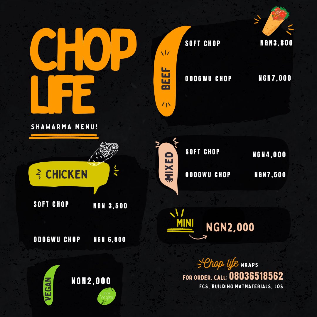 chop_life_wraps's tweet photo. It’s Monday again—but don’t stress. Let Chop Life Wraps turn that frown into a cheesy, saucy smile! 😋
Whether you're team beef, chicken, or our vegan wrap, we’ve got you😌
Start your week the Chop Life way — deliciously wrapped, joyfully served.
#ChopLifeWraps #jos #josfood https://t.co/Bwj1pZ6ZYz