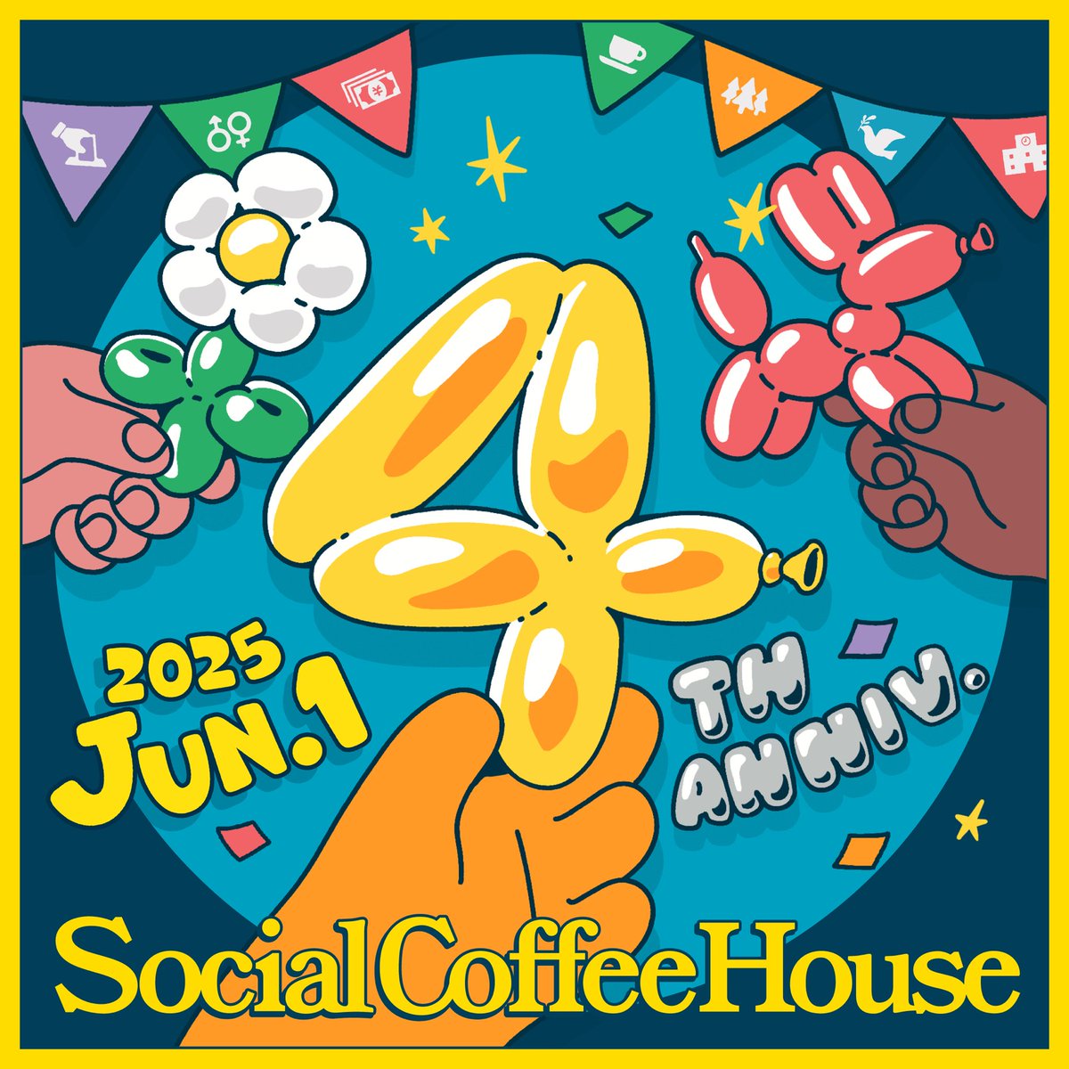 SCH_arca's tweet photo. 【🎉Social Coffee House4周年🎉】
皆さまのおかげで、先日6月1日で
#SocialCoffeeHouse は4周年を迎えました🏫

感謝の気持ちを込めて、4周年記念イベントを企画しておりますのでお楽しみに...!💫

5年目も！コーヒー片手に学び合う“Social Coffee House”にて、matesの皆さまをお待ちしております☕️✨ https://t.co/2A1i4hOZvS