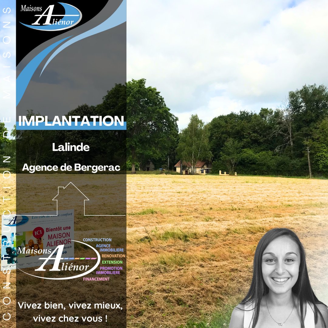 AlienorMaisons's tweet photo. Implantation réussie à Lalinde !
Vous aussi, vous rêvez de faire construire en Dordogne ? 🔨 
Alors n'attendez plus et contactez nous 📩📞
→ 05 33 09 12 33 https://t.co/QfJrQfo7mh