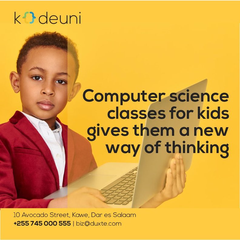 chapo255's tweet image. Likizo hii Muandae mtoto wako wa  5-18yrs kwa kujifunza skills mbalimbali za computer kwa siku 10 kwenye science bootcamps @KodeUniKids , June 09 – July 18, 2025. 
Fee: 200,000 TZS 
. ☎️/WhatsApp: 0745000555.

#SummerCodeSurge #KodeUni #CSForAll
