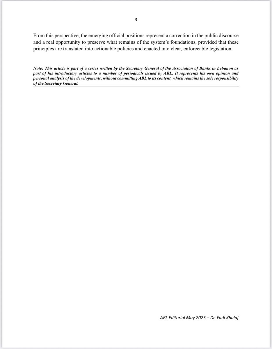 Editorial #association_of_banks_in_lebanon, by #dr_fadi_khalaf: A new phase in the horizon
(May 2025)
