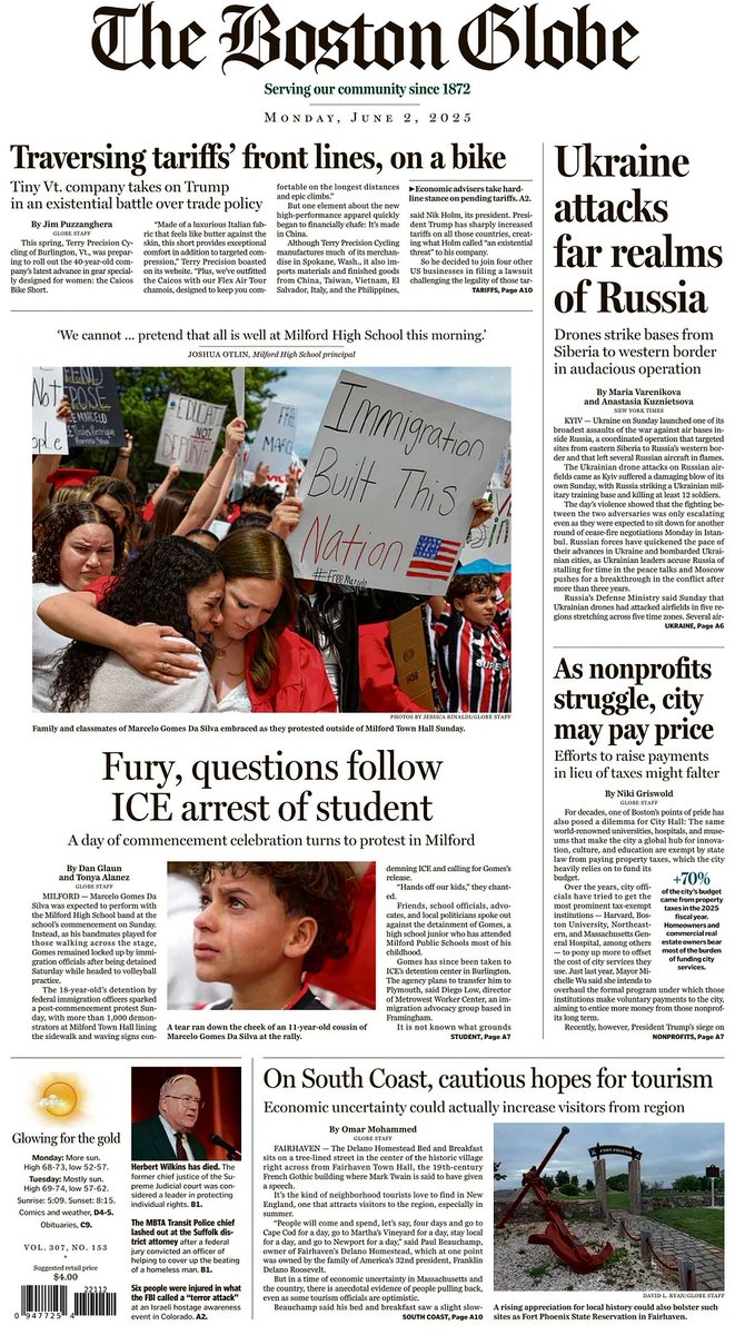 🇺🇸 Fury, Questions Follow ICE Arrest Of Student

▫‘Bring Marcelo home’: After commencement, Milford protests ICE for detaining high school student
▫<a href="/dglaun/">Dan Glaun</a>

#frontpagestoday #USA <a href="/BostonGlobe/">The Boston Globe</a> 🇺🇸