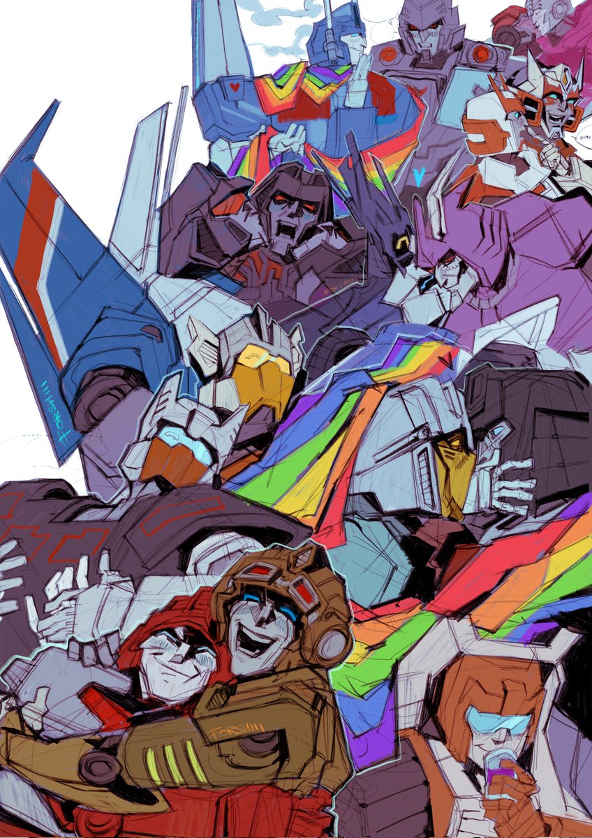HAPPY PRIDE MONTH!!! 🎉
From canon and some fanon queer transformer characters 

I hope you all know how much you are loved no matter what, have fun, feel and love