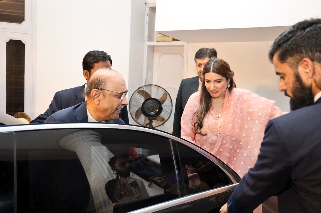 It was a profound honor to welcome the Honorable <a href="/PresOfPakistan/">The President of Pakistan</a> <a href="/AAliZardari/">AsifAliZardari</a> at our residence,where he graciously met with my father,former CM <a href="/MManzoorWattoo/">Mian Manzoor Ahmed Wattoo</a>.They share enduring bond of brotherhood/ friendship.Had privilege of tying Imam Zamin for his safety and well-being 🧿