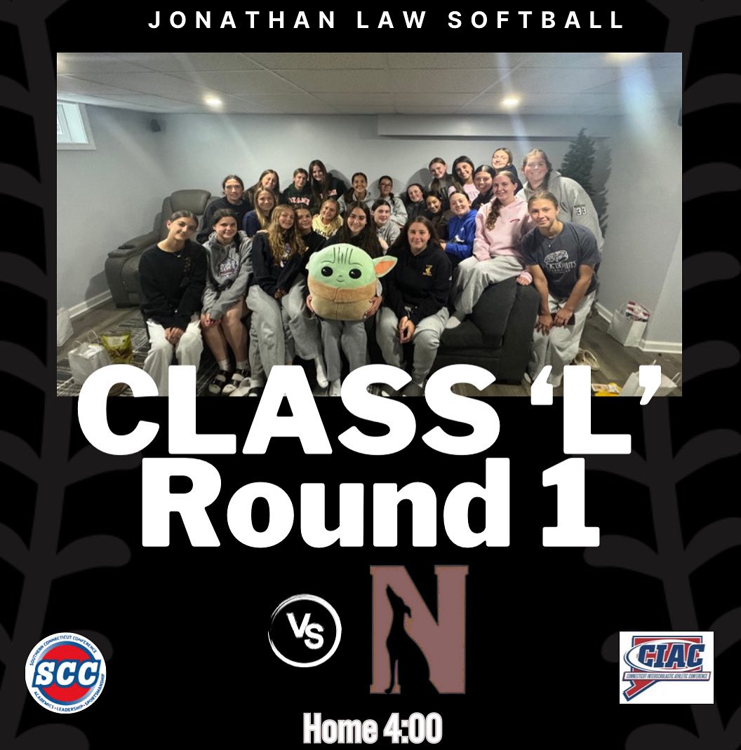 State tournament starts today!  Come fill the hill and watch the girls take on Naugatuck!
⏰ 4:00
📍 Law Field

#BuiltDifferent
#SCC
#ctsb