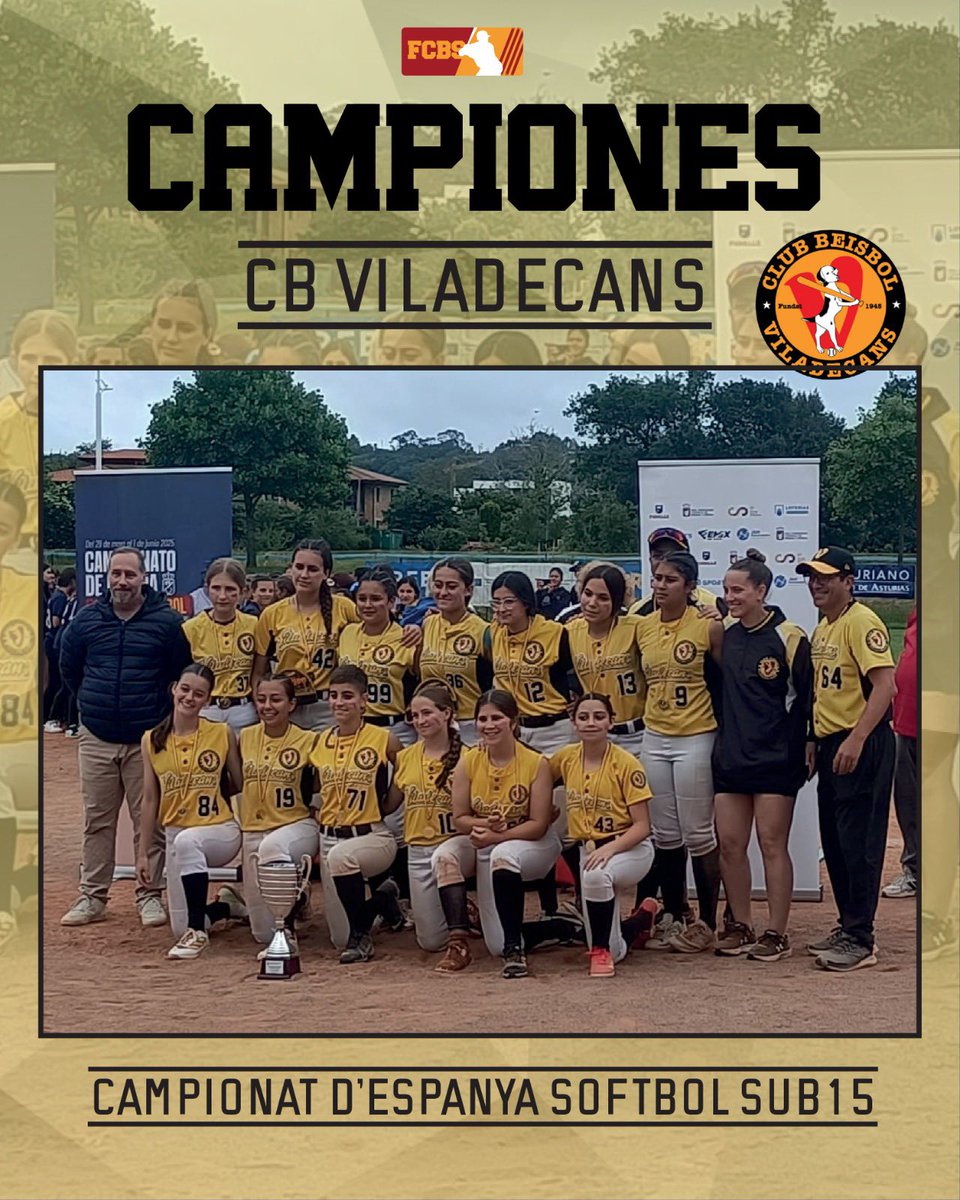 Beisbol i Softbol Catalunya ⚾️🥎 (@fcbeisbolsofbol) on Twitter photo 🏆 El <a href="/BeisbolVila/">Béisbol Viladecans</a> es proclama Campió d’Espanya Sub-15 de softbol desprès de vèncer 6-3 en la final, davant el EM Madrid.
⚾️🏆
🥇 <a href="/BeisbolVila/">Béisbol Viladecans</a>
👏🏻 Felicitats a tots els equips participants i al CB Viladecans per aconseguir el campionat. 🏆 El <a href="/BeisbolVila/">Béisbol Viladecans</a> es proclama Campió d’Espanya Sub-15 de softbol desprès de vèncer 6-3 en la final, davant el EM Madrid.
⚾️🏆
🥇 <a href="/BeisbolVila/">Béisbol Viladecans</a>
👏🏻 Felicitats a tots els equips participants i al CB Viladecans per aconseguir el campionat.