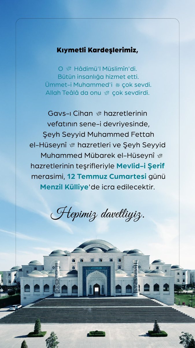 Tüm kardeşlerimiz davetlidir.🌹