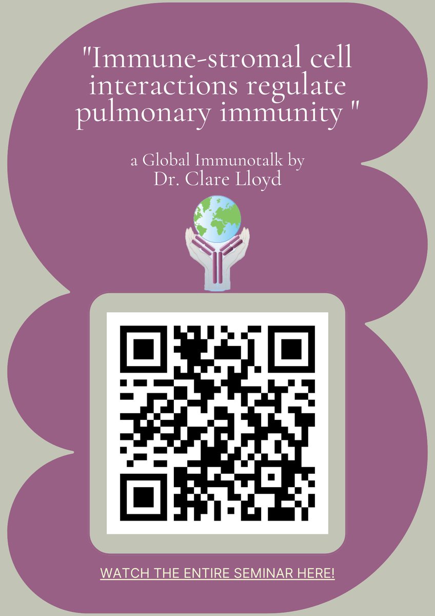 👀Check out this <a href="/globalimmuno/">Global Immunotalks</a> talk by Clare! 

"Immune-stromal cell interactions regulate pulmonary immunity" 🫁

Clare will be answering your questions in the comment section.

Thank you to the organisers for the invitation.

youtube.com/live/YvUDgZLte…